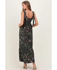 Pinkblush Maternity Forest Green Floral Bow Strap Maxi Dress