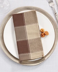 Saro Lifestyle Stitched Plaid Design Napkins, Set of 4