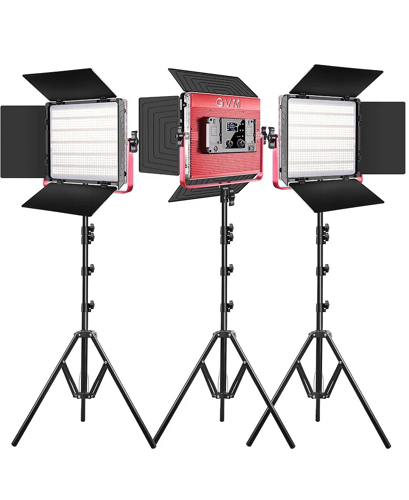 Gvm 1200D 50W Bi-Color Rgb Studio Soft Led Panel 3-Light Kit