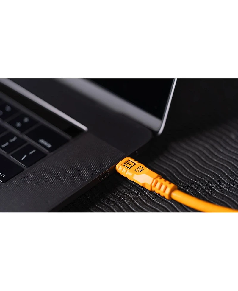 Tether Tools LeverLock Plate and TetherPro Optima 10G 15' Usb-c Straight to Usb-c Right Angle Cable