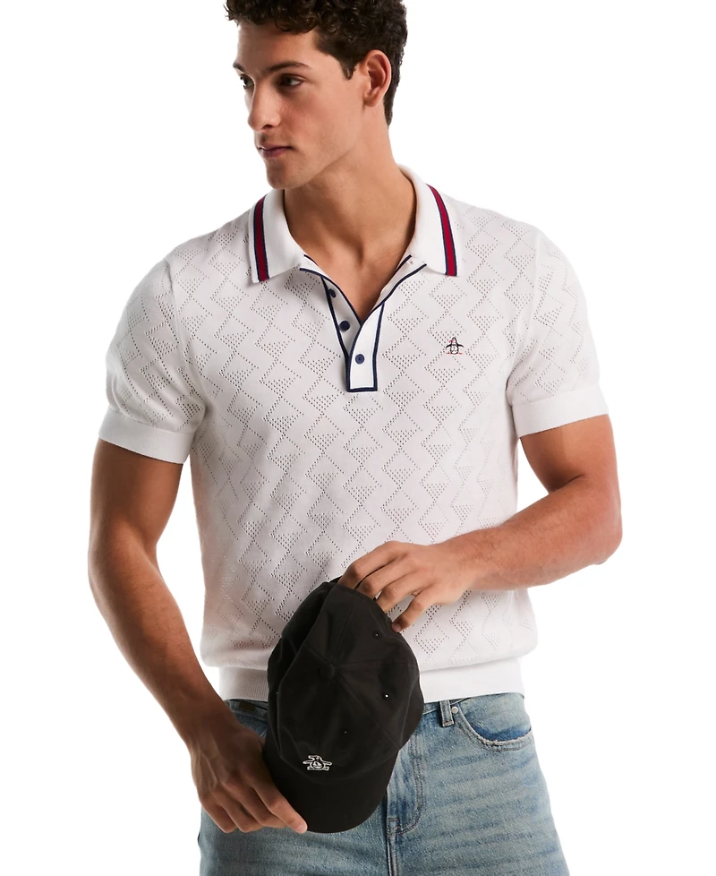 Original Penguin Men's Geo Eyelet Polo Shirt