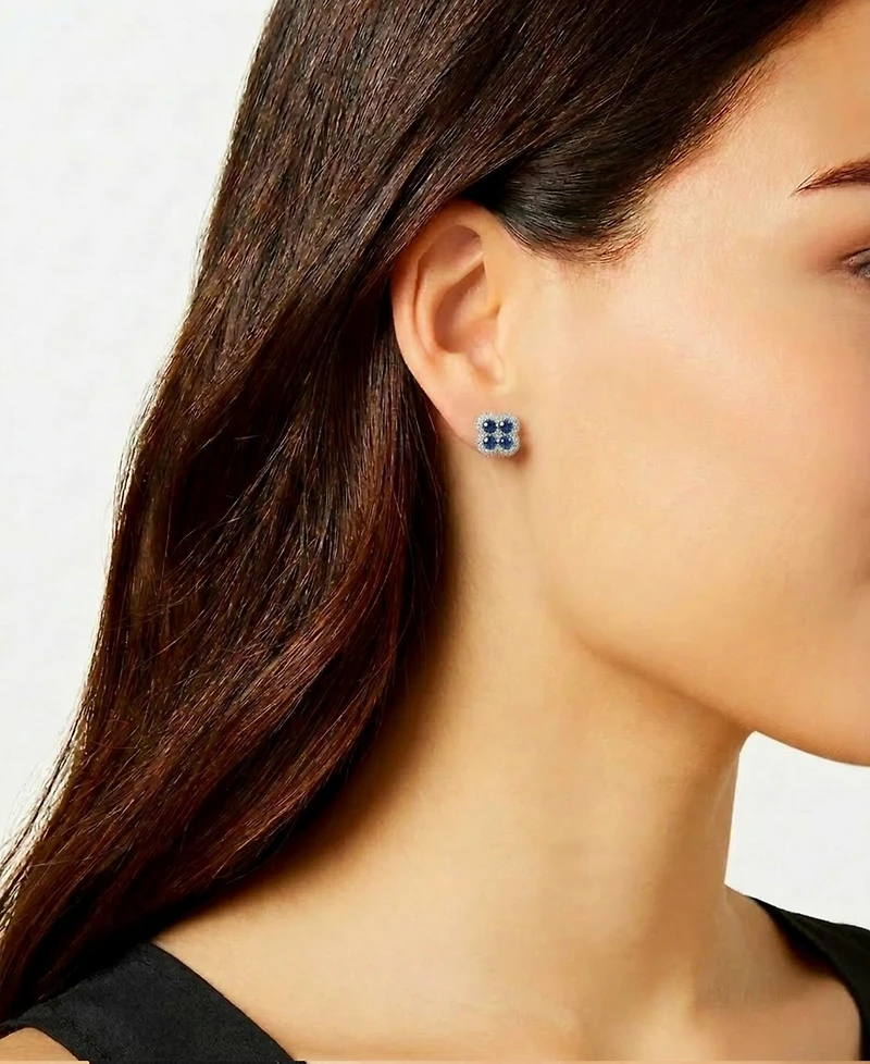 Macy's Sapphire (1/4 ct. t.w.) & Diamond (1/6 ct. t.w.) Stud Earrings in 14k White Gold