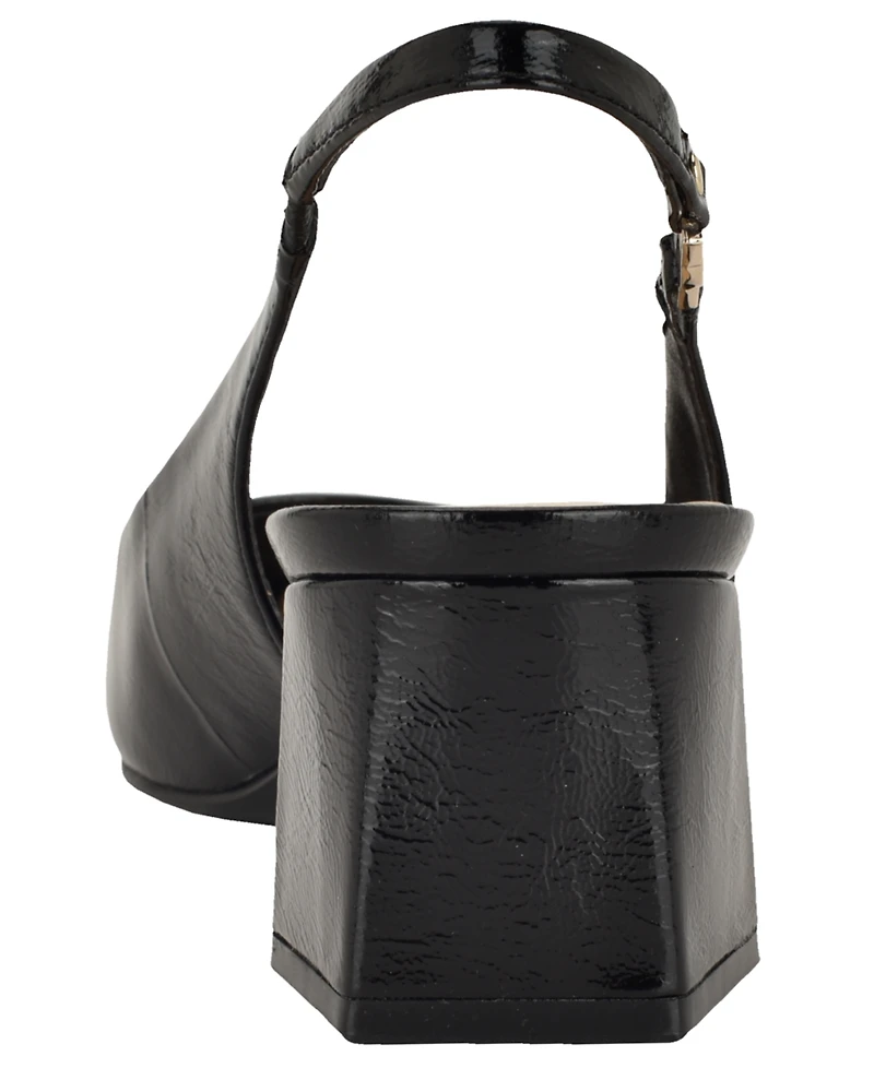 Guess Women's Sinya Leather Block Heel Slingback Pumps