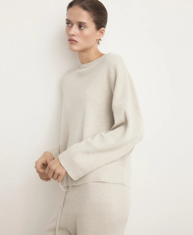 Mango Women's Cotton-Linen Fabric Fluid Sweatshirt