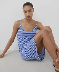 Mango Women's Striped Woven Cotton Dress