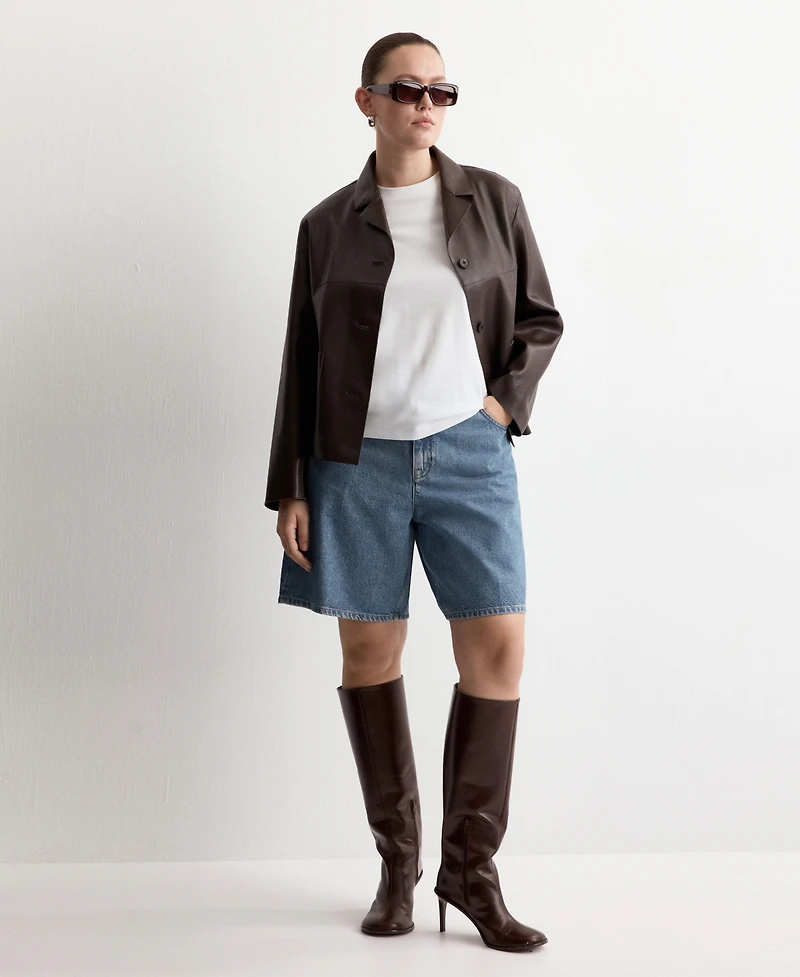 Mango Women's High-Waist Straight-Fit Denim Shorts