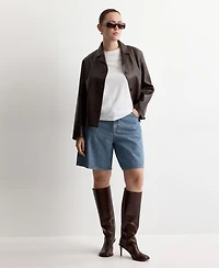 Mango Women's High-Waist Straight-Fit Denim Shorts