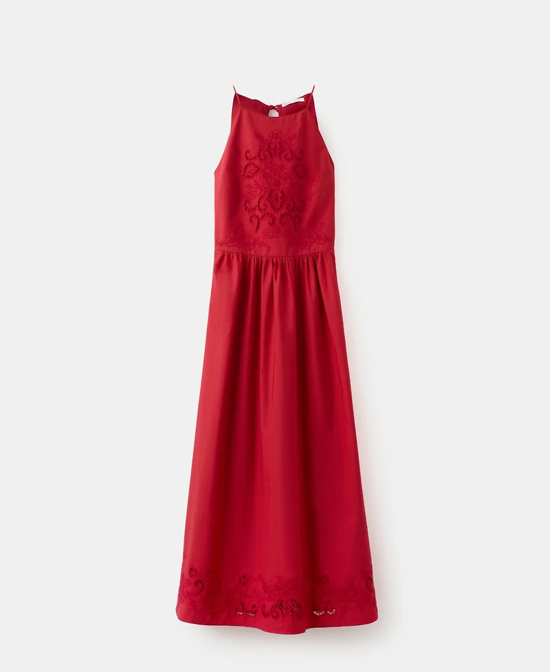 Mango Women's Openwork Embroidery Cotton Dress