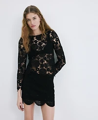 Mango Women's Crochet Mini Skirt