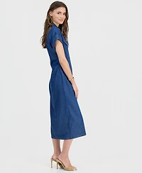 I.n.c. International Concepts Women's Cinched-Waist Denim Shirtdress, Macy's Exclusive