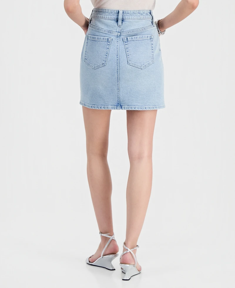 I.n.c. International Concepts Women's Studded Denim Mini Skirt, Macy's Exclusive