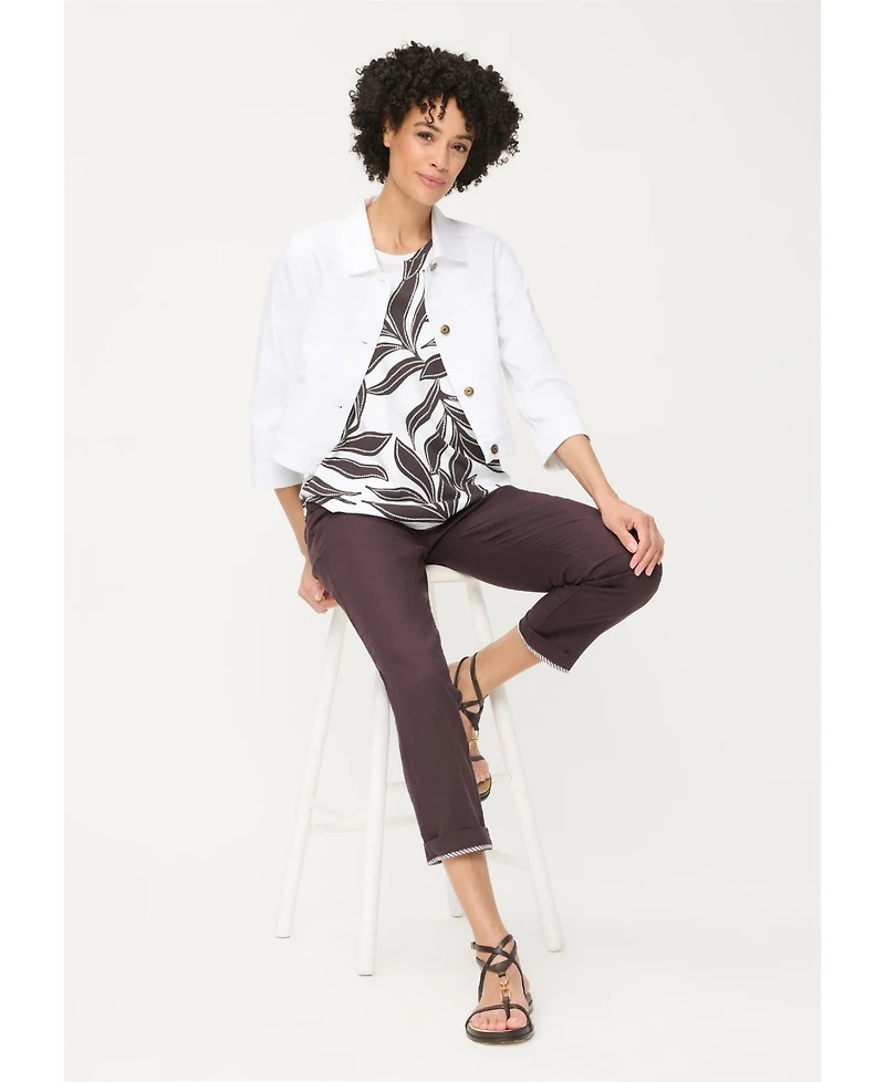 Olsen Women's Dotted Leaf Print T-Shirt