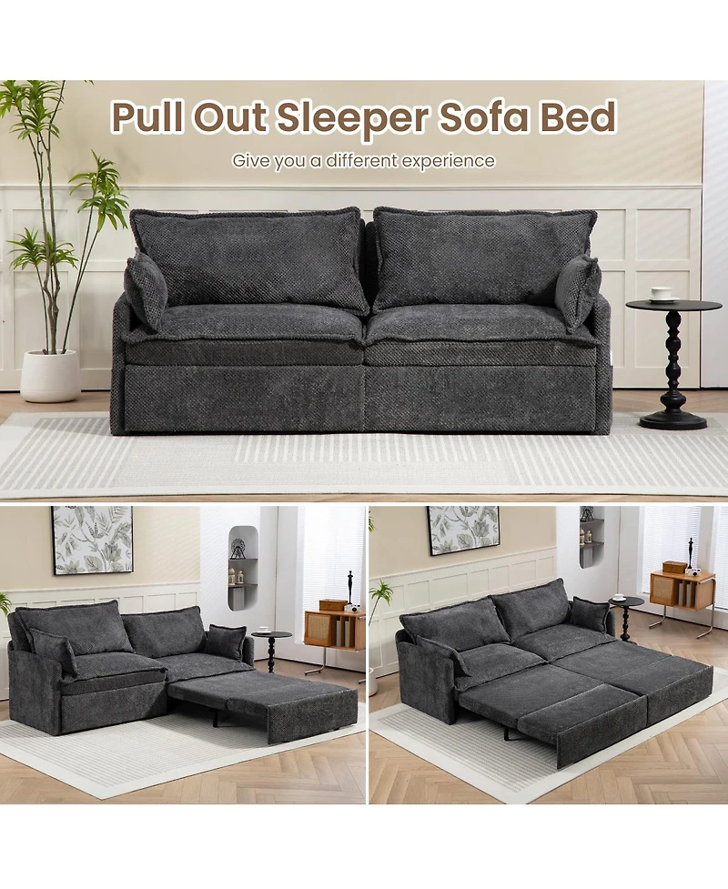 Streamdale Furniture 3-in-1 Corduroy Sofa Bed with Storage and Charging