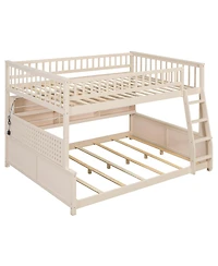 Streamdale Furniture Full Xl over Queen Bunk Bed with Shelving, Lights & Pegboard