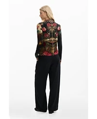 Desigual Women's T-shirt with Rose Trim