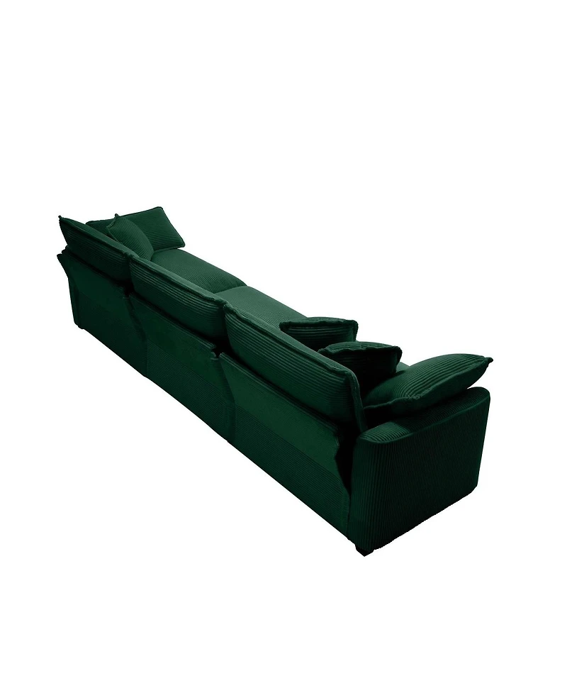 Streamdale Furniture Mid-Century Modern Corduroy 3-Seater Sectional Sofa with Pillows