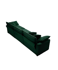 Streamdale Furniture Mid-Century Modern Corduroy 3-Seater Sectional Sofa with Pillows