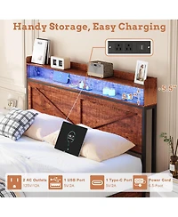 Streamdale Furniture Storage Headboard Led Bed Frame With Drawers