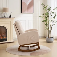 Streamdale Furniture Beige 27.2"W Rocking Chair for Nursery with High Back and Side Pocket