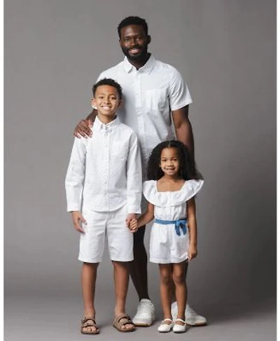 Hope Henry Mens Kids Family Matching White Seersucker Dot