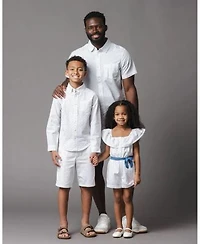 Hope Henry Mens Kids Family Matching White Seersucker Dot