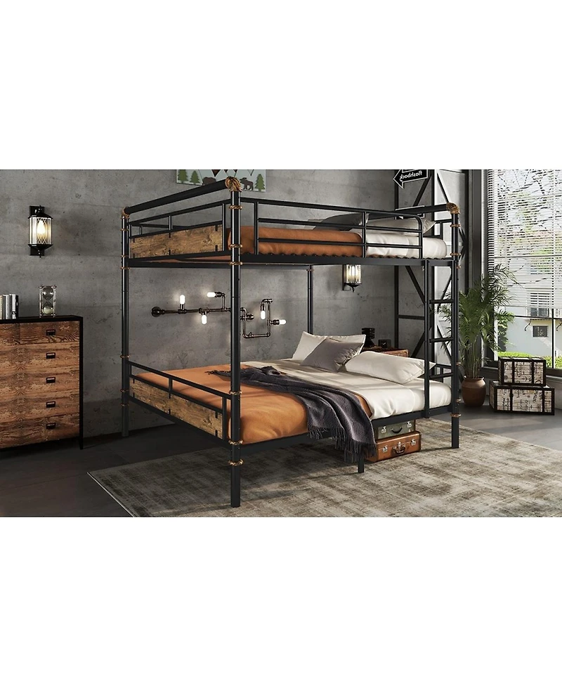 Streamdale Furniture Metal Bunk Bed, Industrial Detachable with Rails