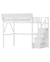 Streamdale Furniture Loft Bed with Desk, Stairs, Charging Station