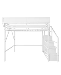 Streamdale Furniture Metal Loft Bed with Stairs and Storage