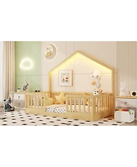 Streamdale Furniture Wooden Montessori Floor Bed with Light