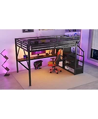 Streamdale Furniture Loft Bed with Desk, Stairs, Charging Station