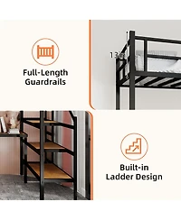 Streamdale Furniture L-Shaped Loft Bed With Stairs, Desk and Storage