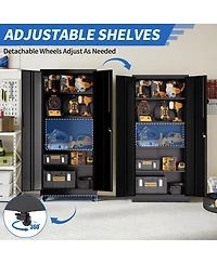 Streamdale Furniture 71"H Rolling Metal Garage Storage Cabinet with Lock and Shelves