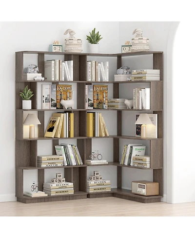 Streamdale Furniture Space-Saving Corner Bookshelf and Bookcase Set