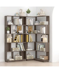 Streamdale Furniture Space-Saving Corner Bookshelf and Bookcase Set