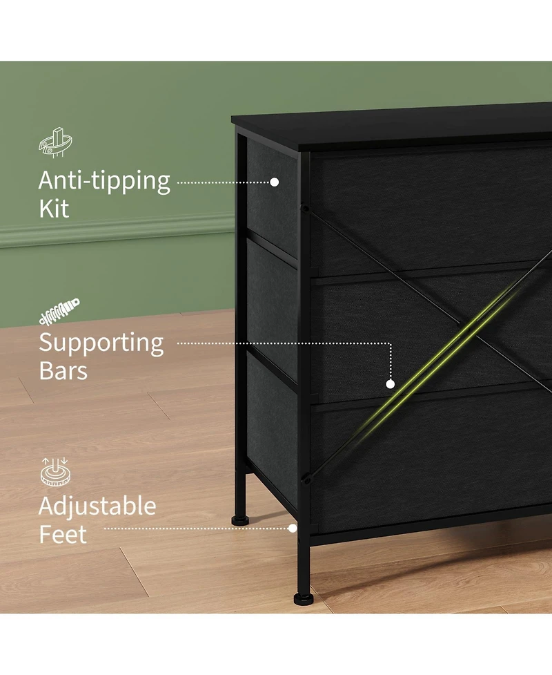 gaomon Led Tv Stand Dresser with 8 Fabric Drawers for TVs , Media Console Steel Frame Storage