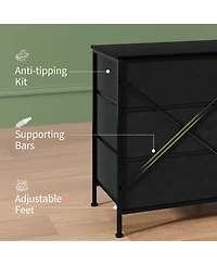 gaomon Led Tv Stand Dresser with 8 Fabric Drawers for TVs , Media Console Steel Frame Storage