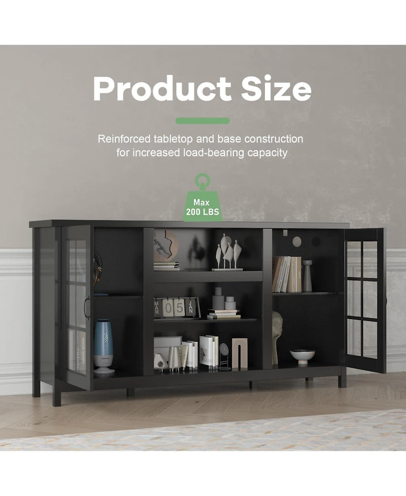 gaomon 59" Tv Stand for TVs up to 65", Wood Entertainment Center with Acrylic Doors, Shelves and Power Outlets