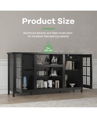 gaomon 59" Tv Stand for TVs up to 65", Wood Entertainment Center with Acrylic Doors, Shelves and Power Outlets