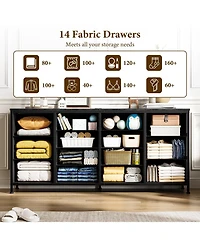 gaomon 63" Dresser Tv Stand with 14 Drawers for 55-75" TVs, Entertainment Center Storage and Wooden Top