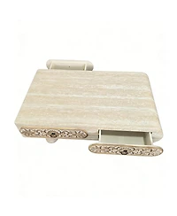 Streamdale Furniture Solid Wood Coffee Table with Flower Drawer