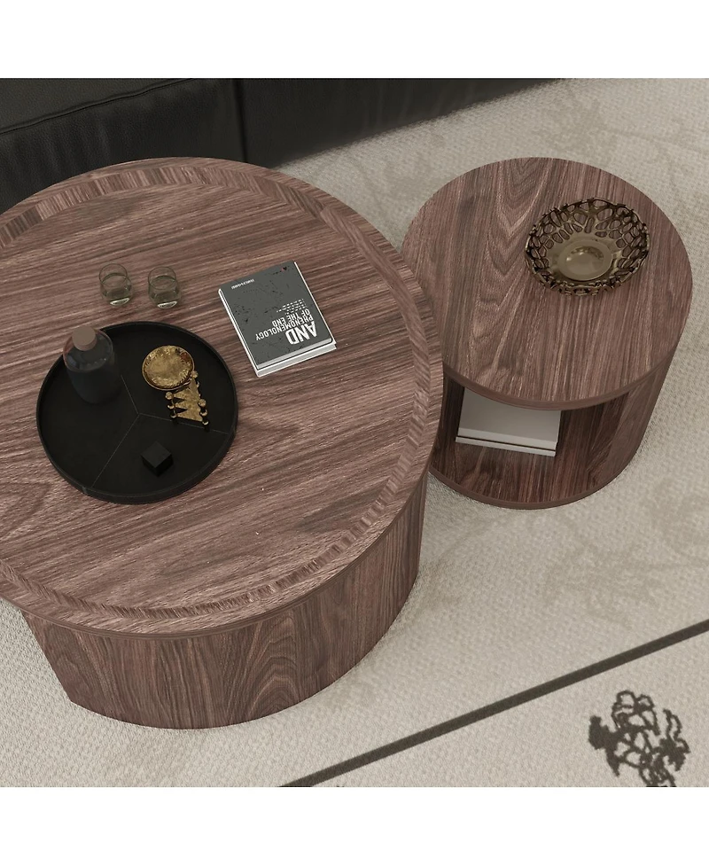 Streamdale Furniture Natural Wood Nesting Coffee Table Set