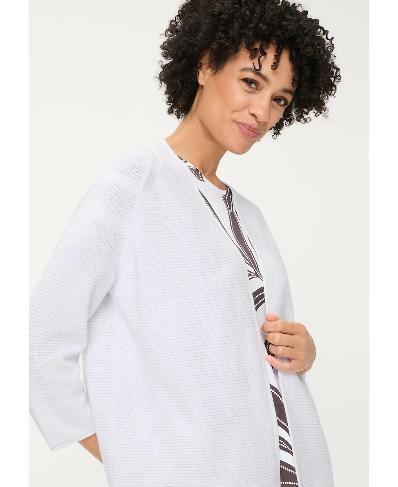Olsen Women's Rib Knit Open Front Cardigan