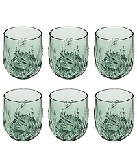Abode Homewares Embossed Leaf Acrylic Stemless Wine Glasses, Set of 6