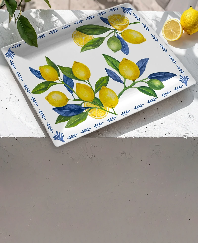 Abode Homewares Lemon Orchard 14" Melamine Rectangular Serving Tray