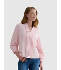 Hobbs London Women's Lucilla Pintuck Mandarin Collar Blouse