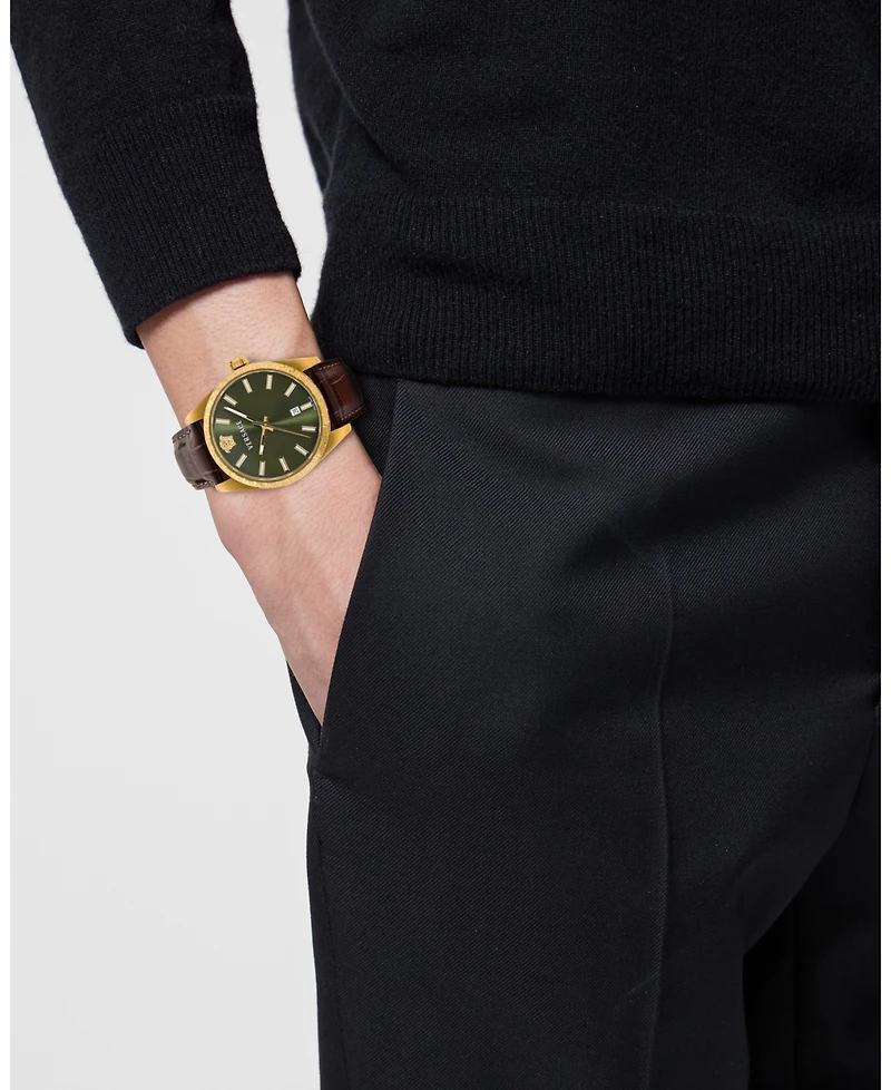 Versace Men's Millenyium Calf Leather Strap Watch 40mm