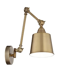 360 Lighting Mendes Modern Wall Lamps Set of 2 Brass Gold Hardwire 5 3/4" Light Fixture Adjustable Cone Shade for Bedroom Reading Living Room Hallway