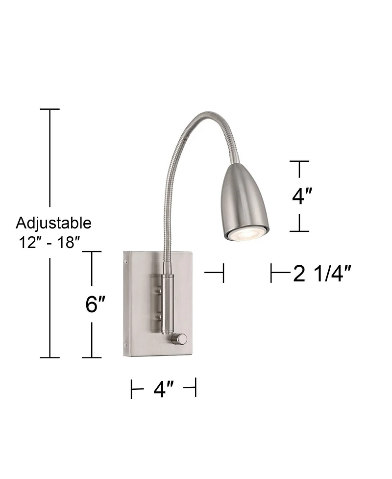 360 Lighting Lido 18" High Wall Reading Lamp with Plug-In Cord and Gooseneck Arm