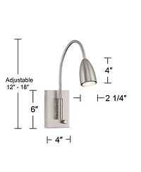 360 Lighting Lido 18" High Wall Reading Lamp with Plug-In Cord and Gooseneck Arm
