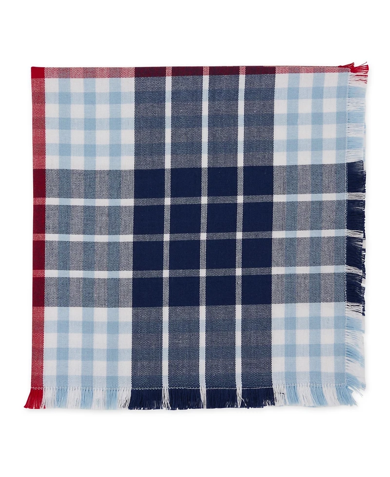 Design Imports Liberty Plaid Fringed Napkins, Set of 4